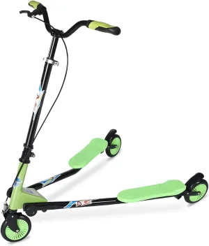 Swing Wiggle Scooter, 3 Wheels Drifting Folding Kick Scooter with 4-Level Adjustable Height/Foldable for Kids/Woman/Men Age 6  Years Old