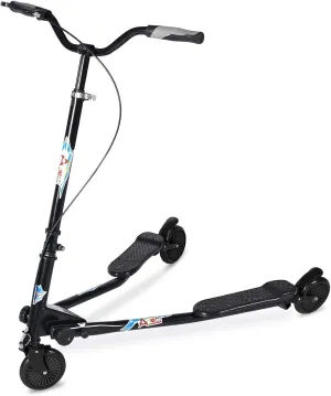 Swing Wiggle Scooter, 3 Wheels Drifting Folding Kick Scooter with 4-Level Adjustable Height/Foldable for Kids/Woman/Men Age 6  Years Old