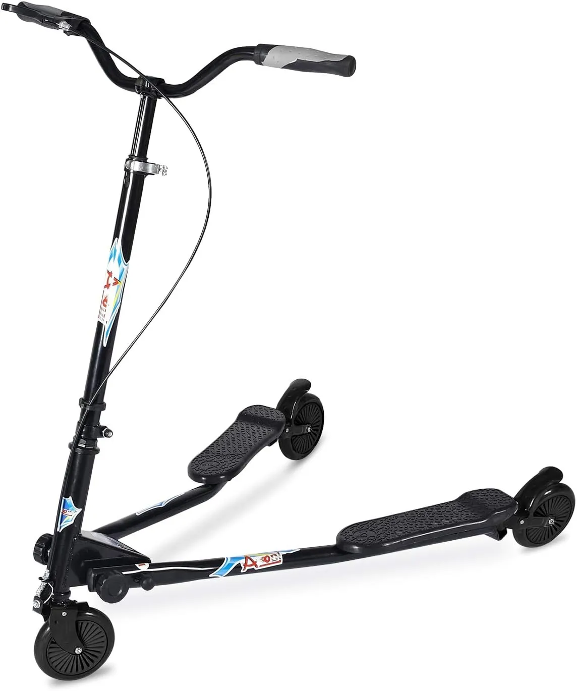 Swing Wiggle Scooter, 3 Wheels Drifting Folding Kick Scooter with 4-Level Adjustable Height/Foldable for Kids/Woman/Men Age 6  Years Old