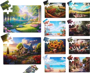Syhood 10 Pack 16 Large Piece Easy Jigsaw Puzzles Elderly Seniors Dementia Alzheimer's Cognitive Gifts for Adult Elderly Seniors(Fresh)
