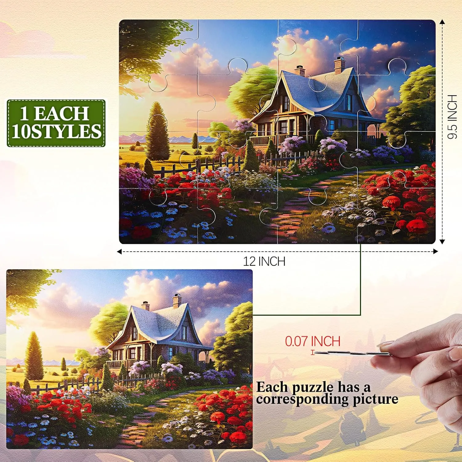 Syhood 10 Pack 16 Large Piece Easy Jigsaw Puzzles Elderly Seniors Dementia Alzheimer's Cognitive Gifts for Adult Elderly Seniors(Fresh)