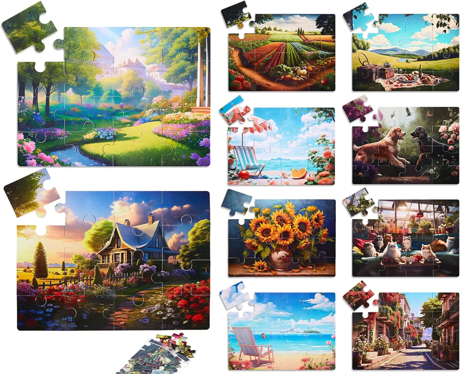 Syhood 10 Pack 16 Large Piece Easy Jigsaw Puzzles Elderly Seniors Dementia Alzheimer's Cognitive Gifts for Adult Elderly Seniors(Fresh)