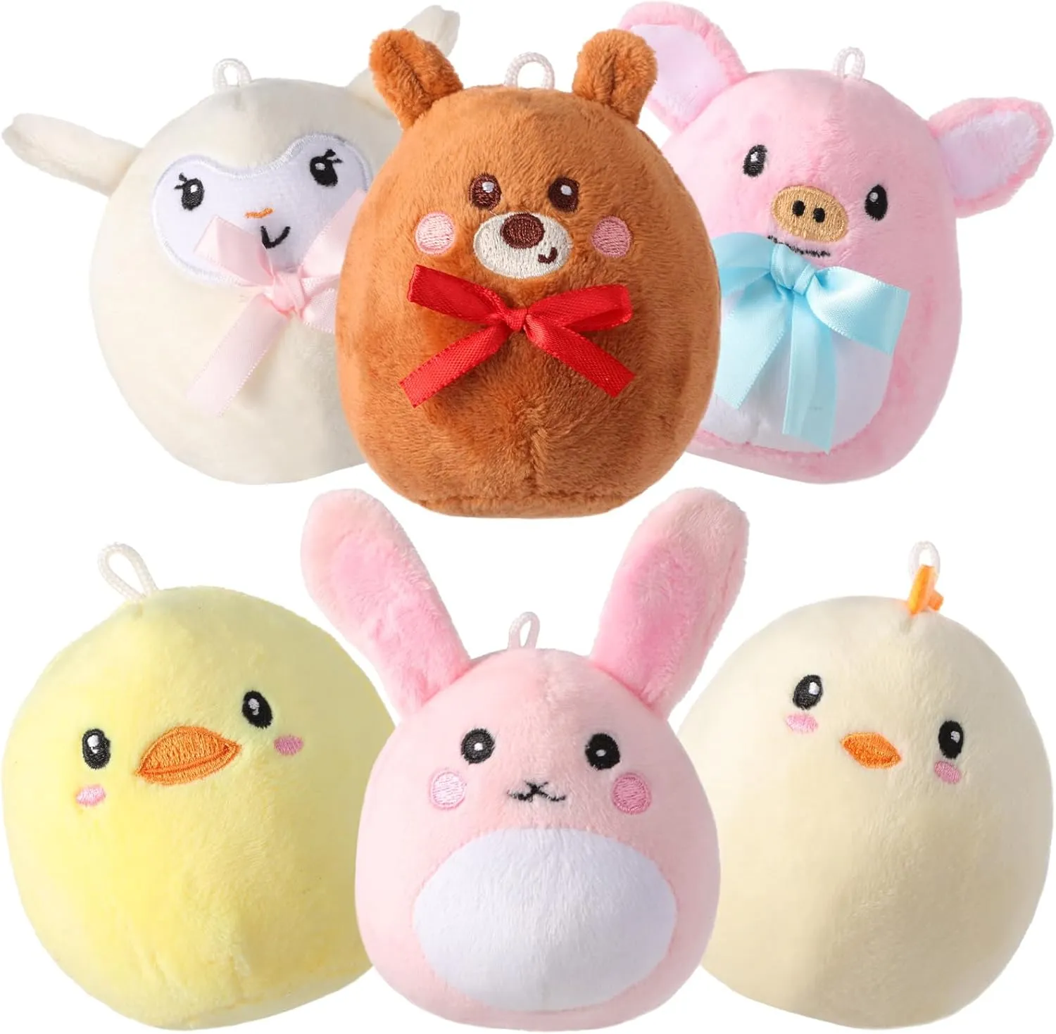 Syhood 12 Pcs Mini Plush Animal Toys Bulk 4 Inch Cute Small Stuffed Animal Plush Keychain for Kids Gift Bag Fillers Birthdays Classrooms School Prizes Holiday Party Gifts