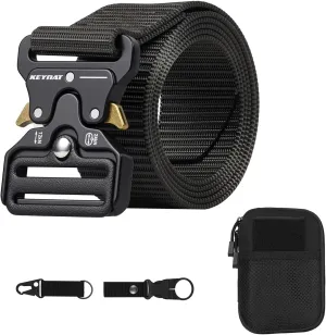 Tactical Belt, Military Belts For Men, Nickel Free Belt Men with Molle Pouch, Tactical Key Holder & Water Bottle Clip