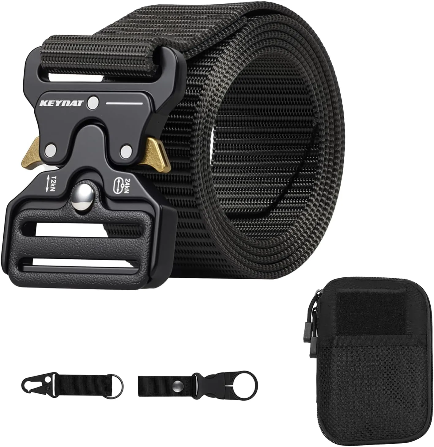 Tactical Belt, Military Belts For Men, Nickel Free Belt Men with Molle Pouch, Tactical Key Holder & Water Bottle Clip