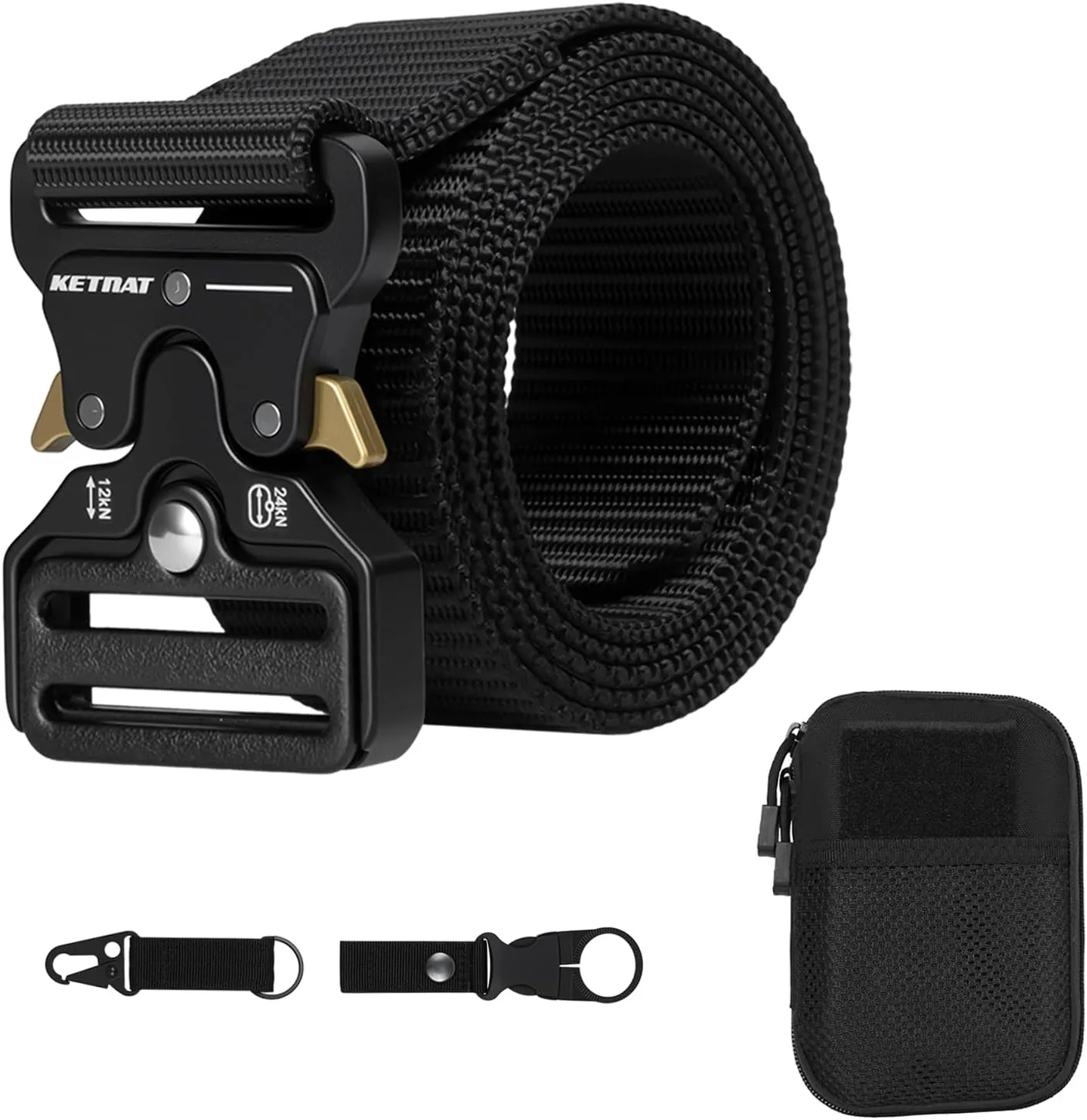 Tactical Belt, Military Belts For Men, Nickel Free Belt Men with Molle Pouch, Tactical Key Holder & Water Bottle Clip
