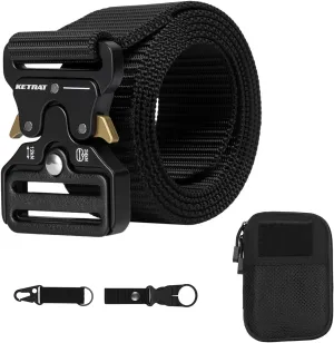 Tactical Belt, Military Belts For Men, Nickel Free Belt Men with Molle Pouch, Tactical Key Holder & Water Bottle Clip