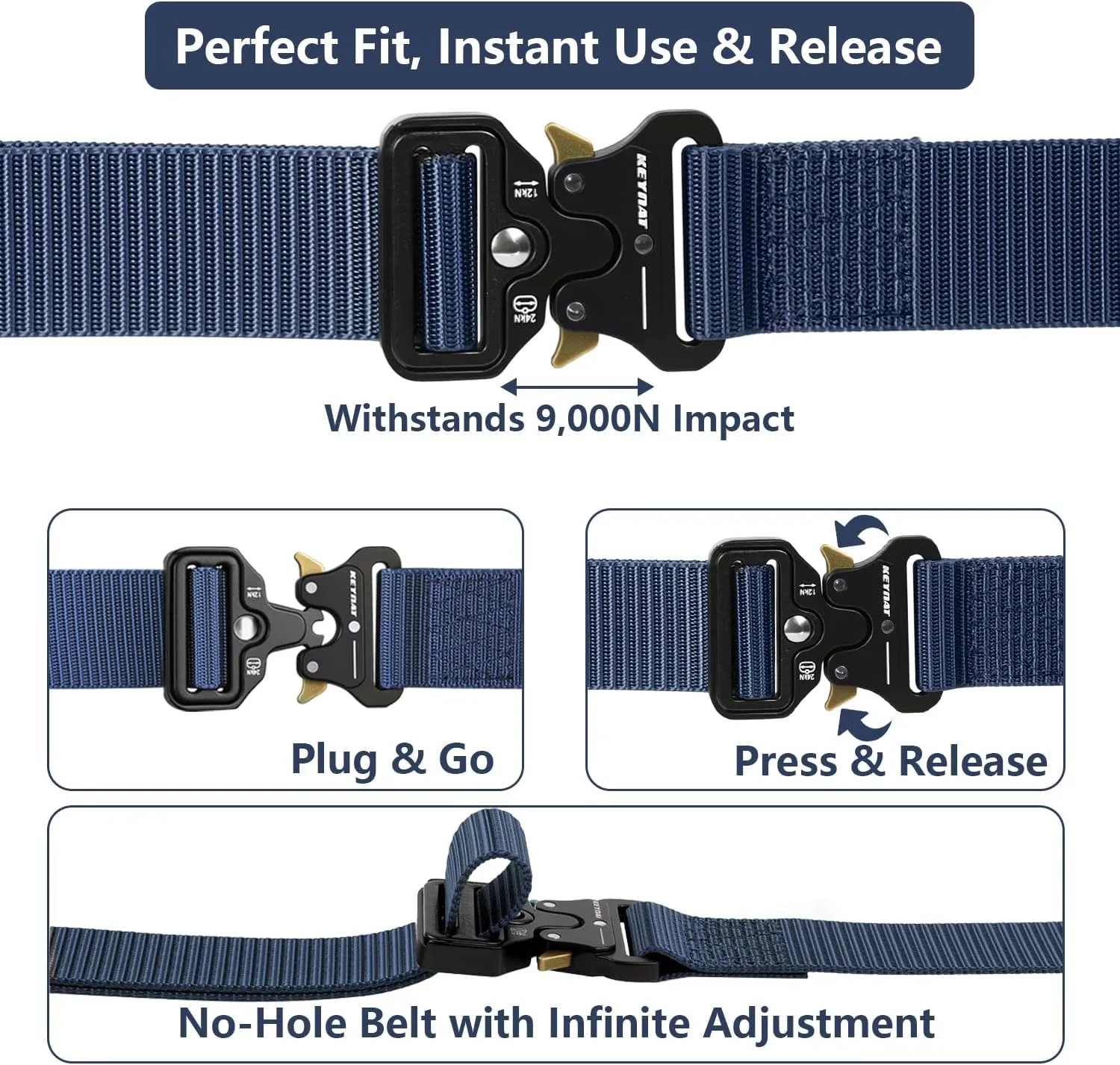 Tactical Belt, Military Belts For Men, Nickel Free Belt Men with Molle Pouch, Tactical Key Holder & Water Bottle Clip