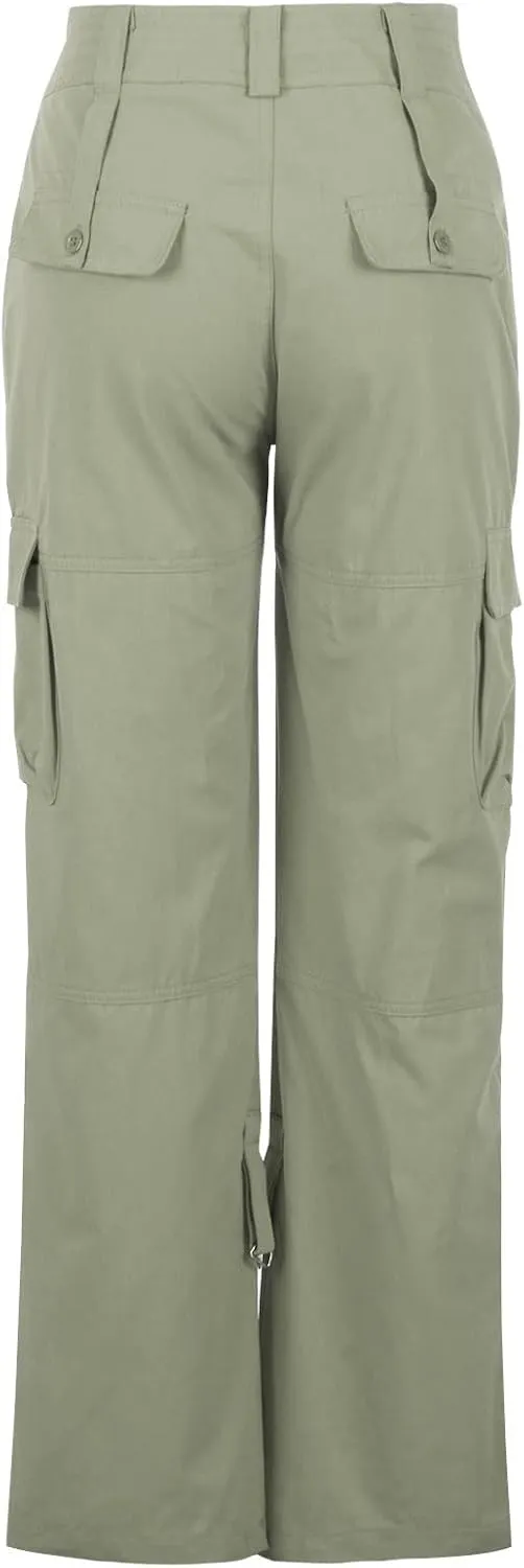 TANGNADE Women's High Rise Straight Leg Y2K Streetwear Cargo Pants Baggy Pants with Pocket Summer Pants for Women 2024