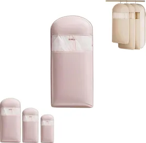 Taprinferior Hanging Garment Bag, 2025 Space Saving Hanging Garment Bag with Self Compression Zipper, Space Saver Vacuum Storage Bags for down Coat, Jackets, Suit (Pink, Large)