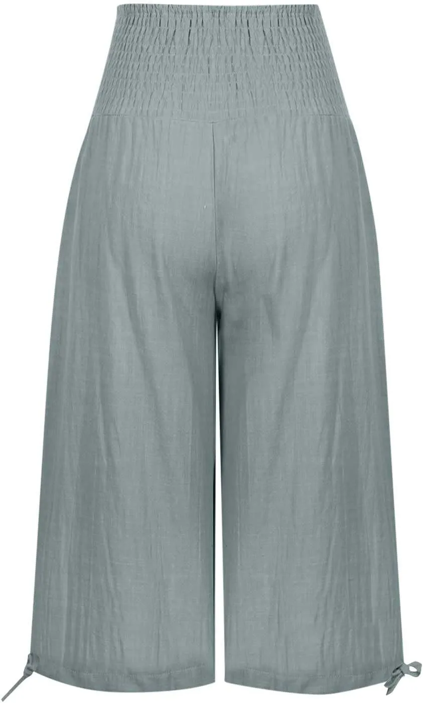 TARIENDY Comfy Pants for Women Trendy 2025 Linen Sweatpants Beach Casual Loose Pants High Waisted Elastic Lounge Pants