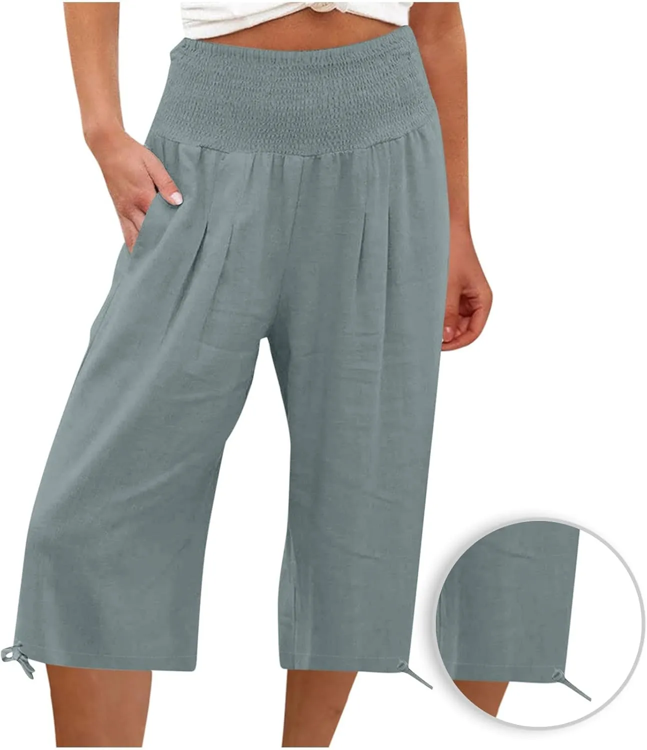 TARIENDY Comfy Pants for Women Trendy 2025 Linen Sweatpants Beach Casual Loose Pants High Waisted Elastic Lounge Pants