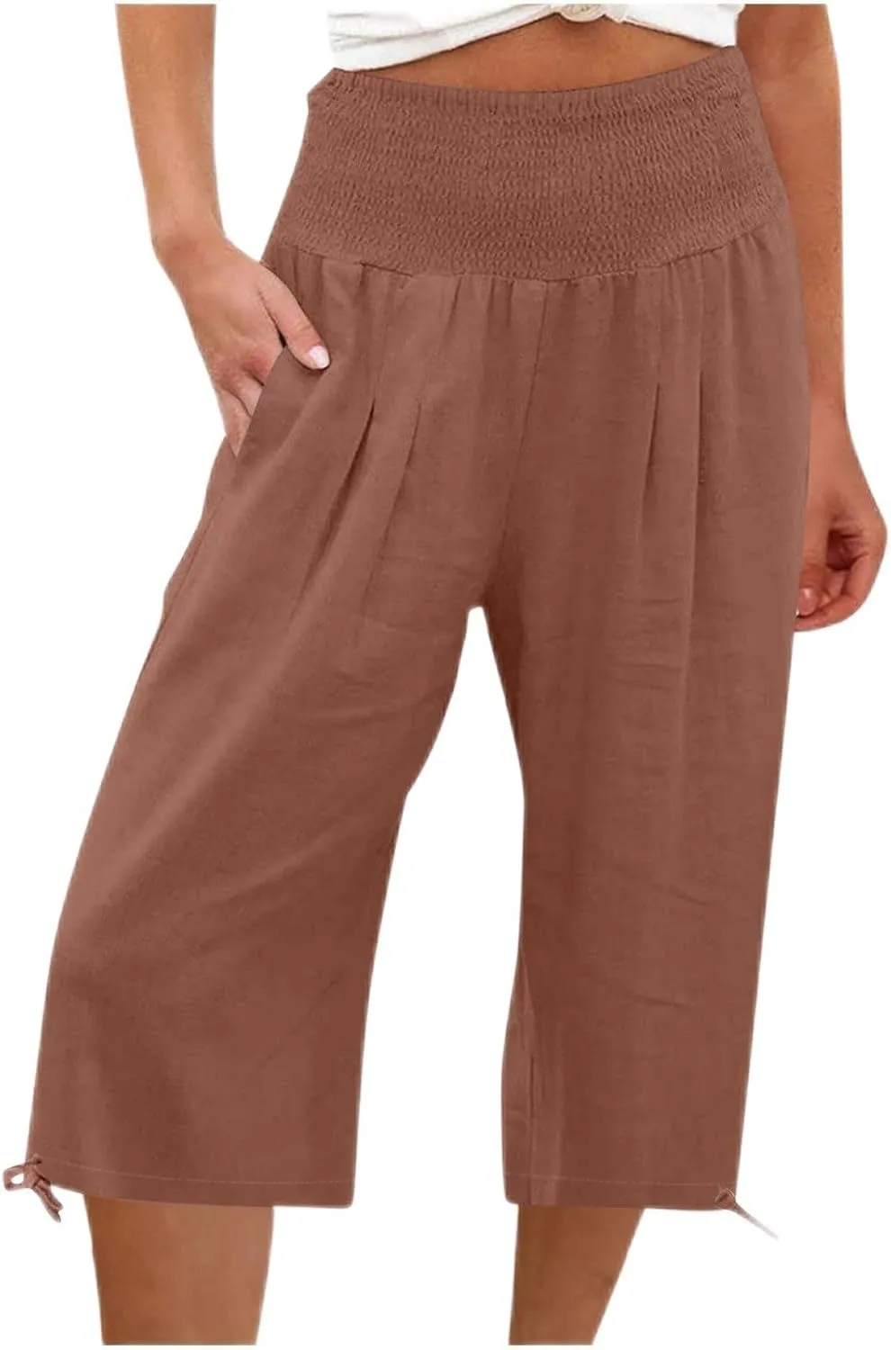 TARIENDY Comfy Pants for Women Trendy 2025 Linen Sweatpants Beach Casual Loose Pants High Waisted Elastic Lounge Pants