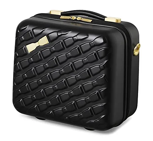 Ted Baker Belle Collection Hardside Cabin Luggage Trolley for Travel, Black, Vanity Case