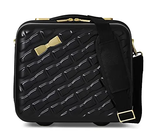 Ted Baker Belle Collection Hardside Cabin Luggage Trolley for Travel, Black, Vanity Case