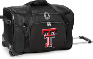 Texas Tech University Red Raiders Lightweight 22-inch Wheeled Duffel Bag with Telescopic Handle - Perfect Overnight Bag for Travel, Weekend Getaways, Airports, Gym, and Commuting