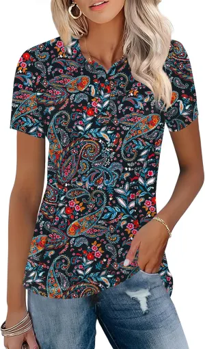 TFSDOD Womens Golf Polo Shirts Collared Short Sleeve T Shirt Lightweight Moisture Wicking Polo Casual 3 Buttons Outfits