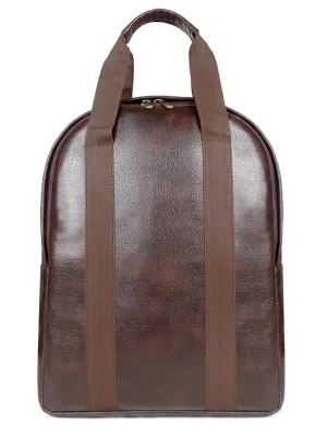 THE CLOWNFISH Charlotte Backpack - Faux Leather, Adjustable Straps | 15.6 inch | Brunette Brown