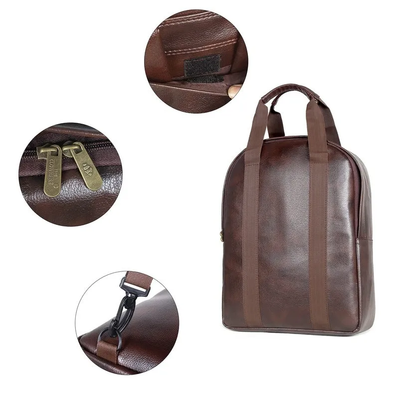 THE CLOWNFISH Charlotte Backpack - Faux Leather, Adjustable Straps | 15.6 inch | Brunette Brown