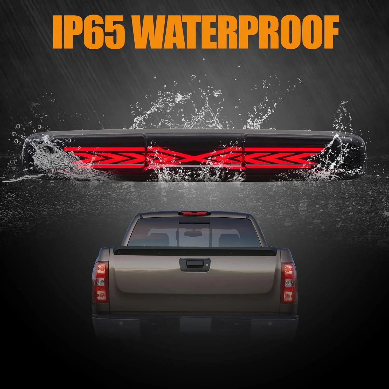 Third 3rd Brake Light for 1999-2006 Chevy Silverado/GMC Sierra 1500 2500 3500HD, 07 Silverado/Sierra Classic Model, X Style LED High Mount Stop Light Sequential Rear Center Cab Tail Lamp