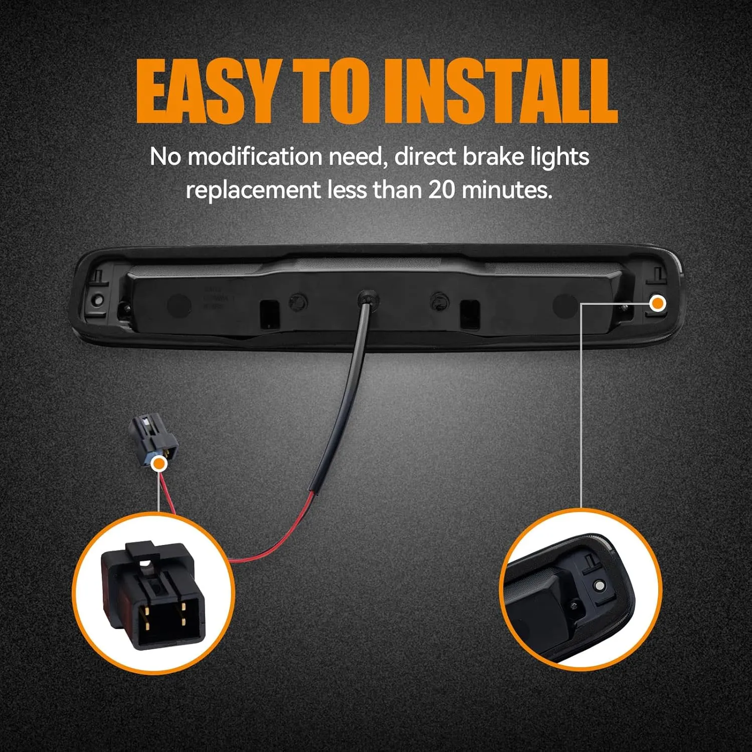 Third 3rd Brake Light for 1999-2006 Chevy Silverado/GMC Sierra 1500 2500 3500HD, 07 Silverado/Sierra Classic Model, X Style LED High Mount Stop Light Sequential Rear Center Cab Tail Lamp