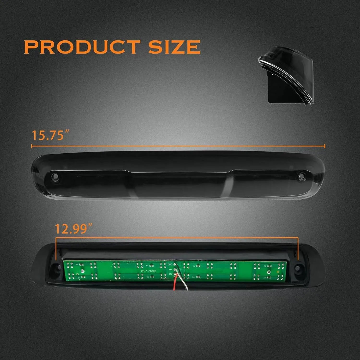 Third 3rd Brake Light, LED High Mount Stop Light for 2007-2013 Chevy Silverado/GMC Sierra 1500 2500HD 3500HD, Rear Center Cab Roof Tail Cargo Lamp, Smoke Lens