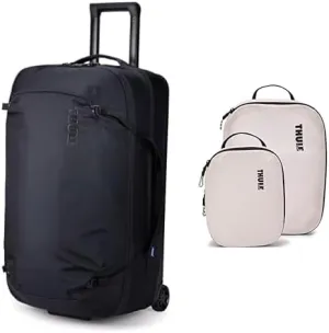 Thule Subterra Wheeled Duffel with Compression Cube Set (14" L x 10" W x 4" H), Black/White
