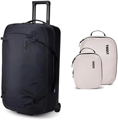 Thule Subterra Wheeled Duffel with Compression Cube Set (14" L x 10" W x 4" H), Black/White