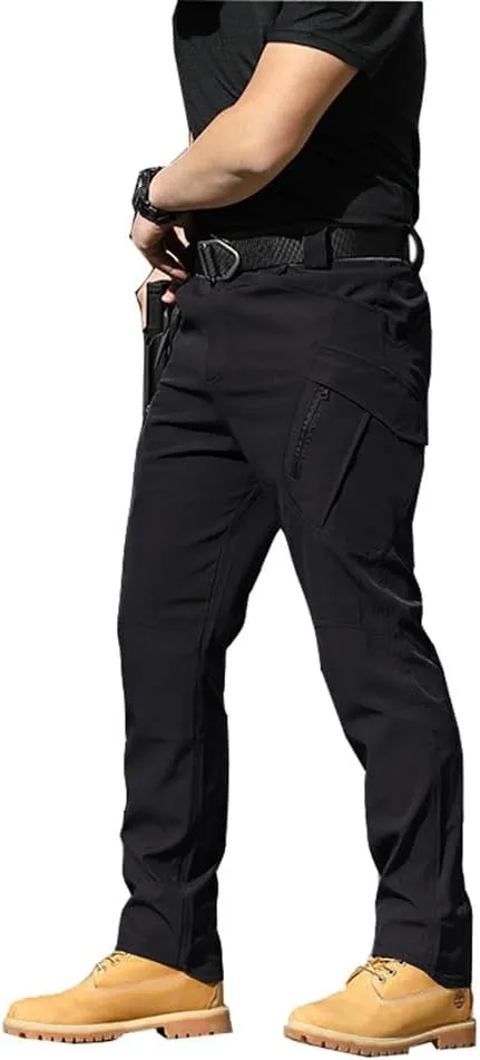 THWEI Mens Tactical Cargo Pants Water Resistant Hiking Outdoor Work Pants Multi Pockets with No Belt