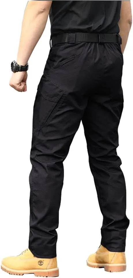 THWEI Mens Tactical Cargo Pants Water Resistant Hiking Outdoor Work Pants Multi Pockets with No Belt