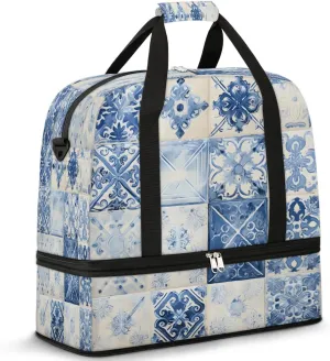 Tile Medley Travel Duffel Bag, Travel Essentials, Gym Bag for Women, Weekender Overnight Bag With Shoes Compartment, Carry On Bags for Airplanes