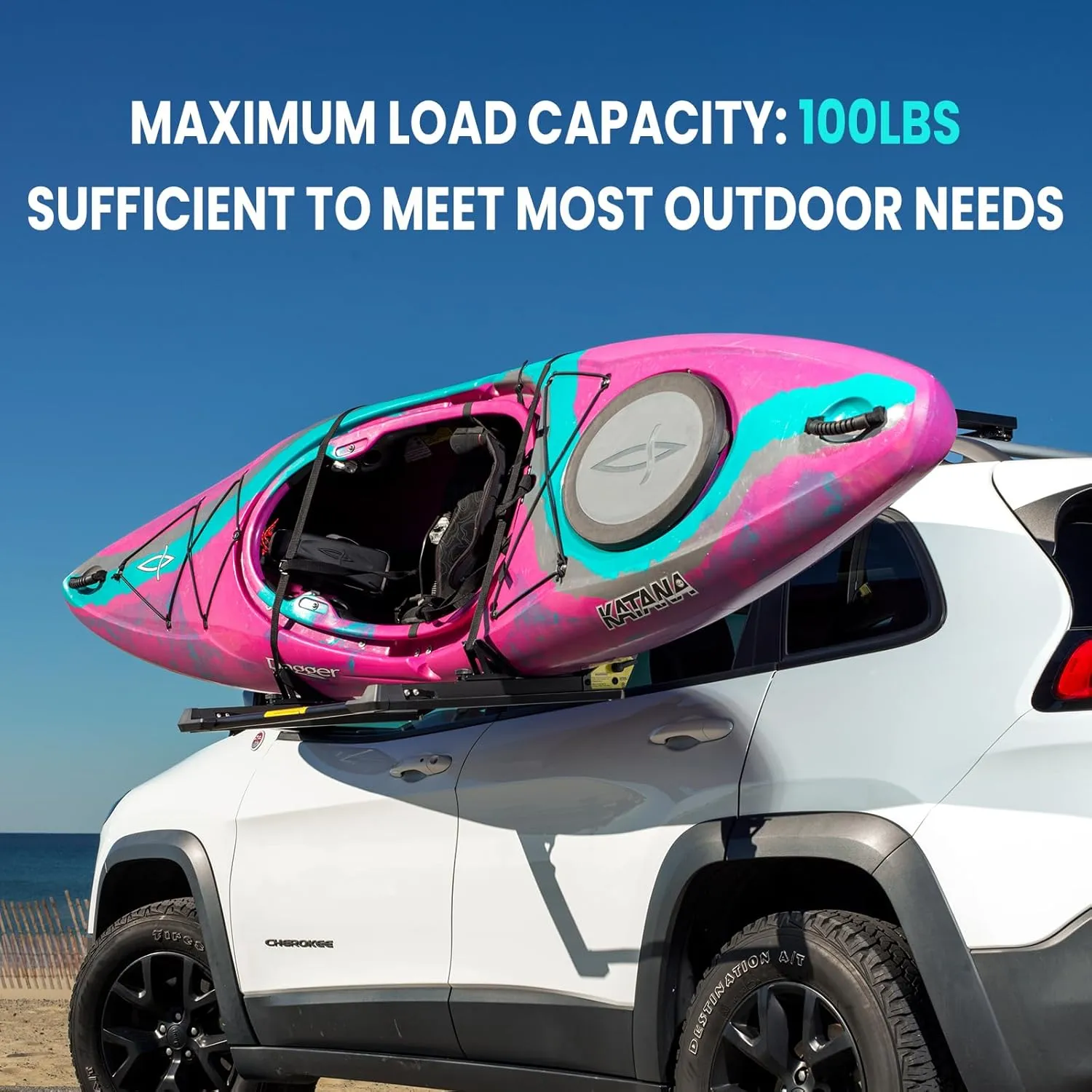 TOOENJOY Heavy-Duty Kayak Lift Assist Roof Rack, 100 LBS Capacity Kayak Canoe Rooftop Loader, Elevating Assist System for Easy Loading