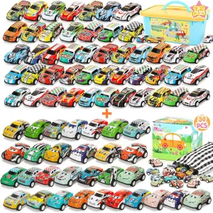 Toy Cars Party Favors for Kids, 102Pcs Pull Back Cars Playsets with Storage Box, Mini Toys Race Cars for Kids Goodie Bags