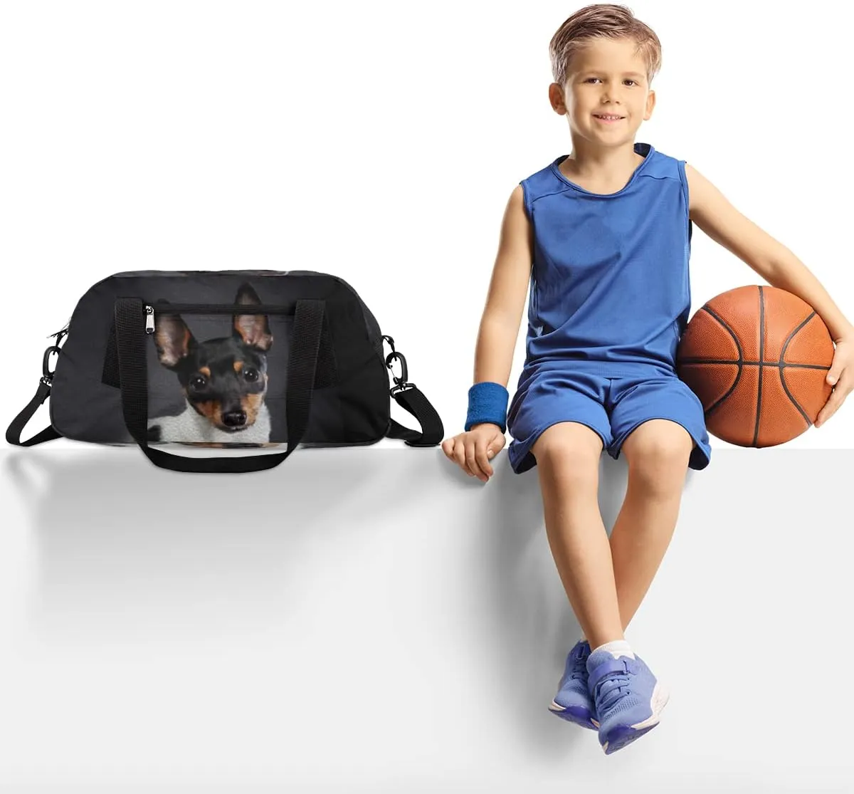 Toy Fox Terrier Dog Kids Duffel Bag for Girls Boys Teens, Terrier Dog Oil Painting Dance Bag Overnight Small Duffel Bag Carry On Weekend Sports Gym Travel Bag for School Practice Gymnastics Ballet