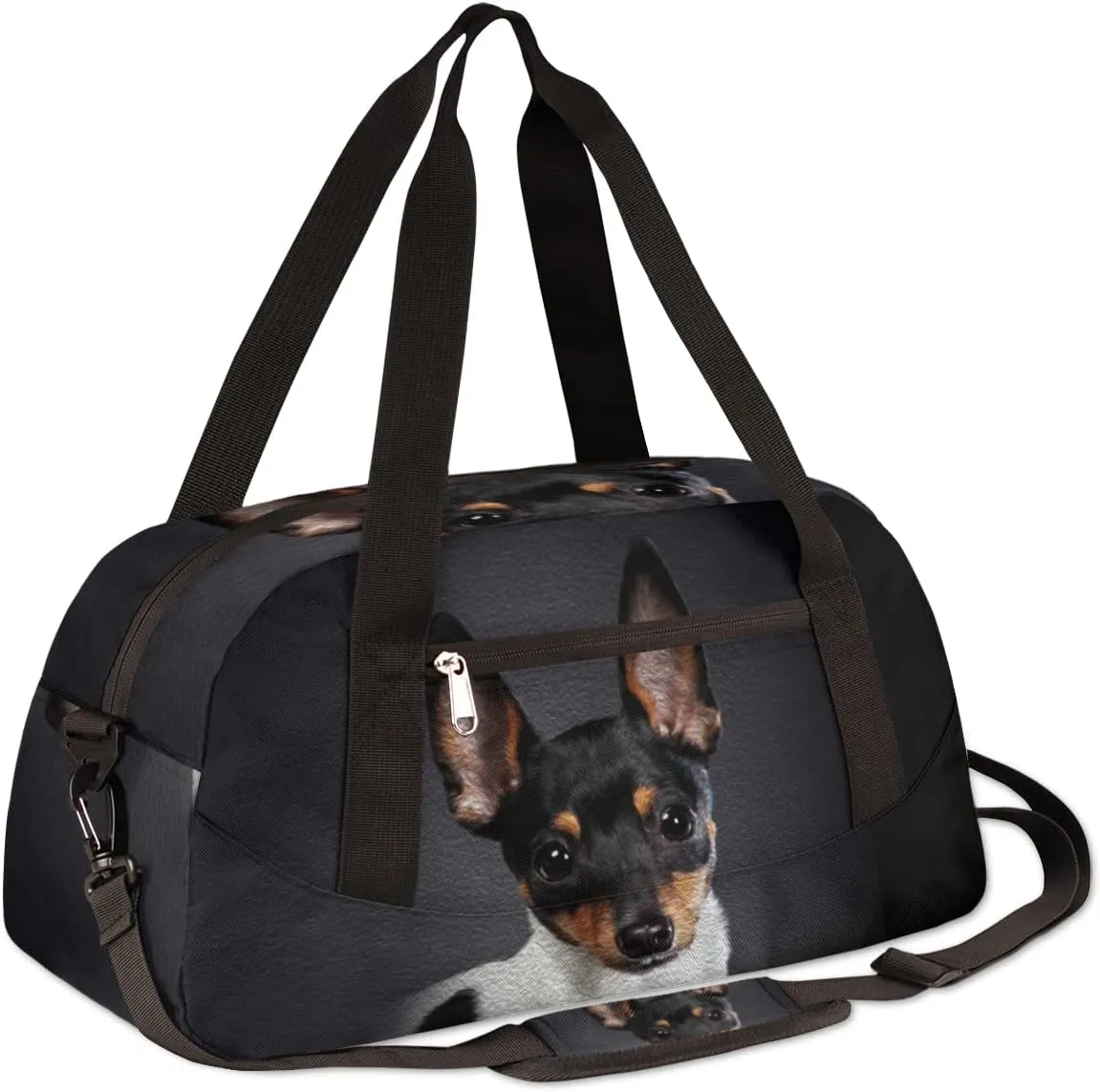 Toy Fox Terrier Dog Kids Duffel Bag for Girls Boys Teens, Terrier Dog Oil Painting Dance Bag Overnight Small Duffel Bag Carry On Weekend Sports Gym Travel Bag for School Practice Gymnastics Ballet