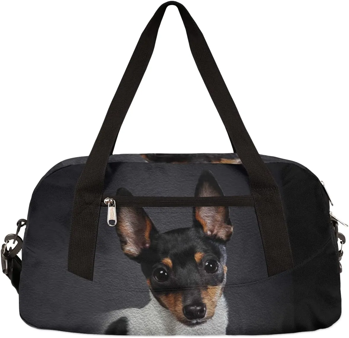 Toy Fox Terrier Dog Kids Duffel Bag for Girls Boys Teens, Terrier Dog Oil Painting Dance Bag Overnight Small Duffel Bag Carry On Weekend Sports Gym Travel Bag for School Practice Gymnastics Ballet