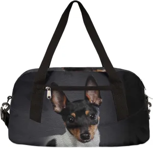 Toy Fox Terrier Dog Kids Duffel Bag for Girls Boys Teens, Terrier Dog Oil Painting Dance Bag Overnight Small Duffel Bag Carry On Weekend Sports Gym Travel Bag for School Practice Gymnastics Ballet