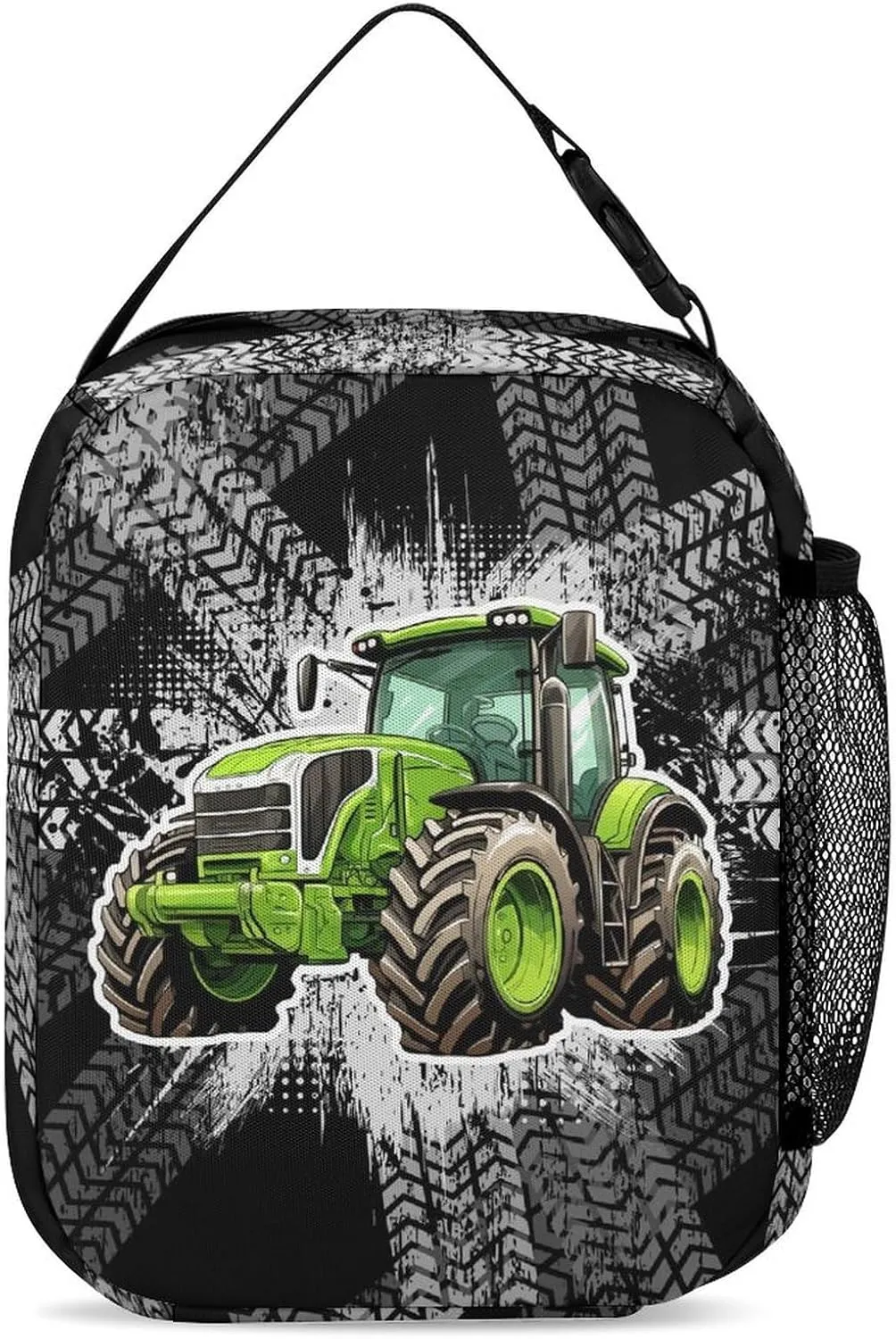Tractor Backpack with Lunch Box & Pencil Case, 16 Inch Cute Tractors Themed Bookbag, Adjustable Lightweight Large Capacity, Colorful Daily Casual Backpacks Set with Lunch Bag