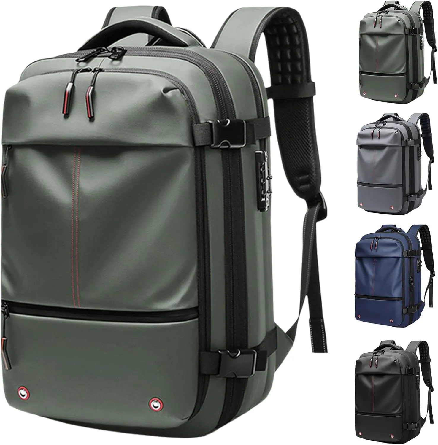 Transactione Backpack, Expandable Multifunctional Large Capacity Backpack,Travel Anti-Theft Vacuum Airbag Backpack (ArmyGreen), Medium