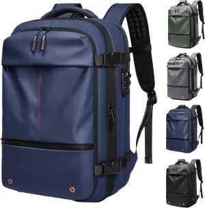 Transactione Backpack, Expandable Multifunctional Large Capacity Backpack,Travel Anti-Theft Vacuum Airbag Backpack (Blue), Medium