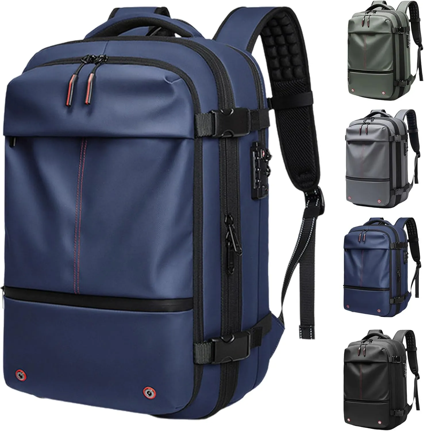 Transactione Backpack, Expandable Multifunctional Large Capacity Backpack,Travel Anti-Theft Vacuum Airbag Backpack (Blue), Medium
