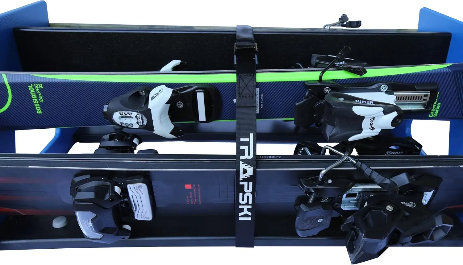 TRAPSKI All Mountain Ski and Snowboard Mobile Rack | Marine Grade HDPE Plastic | UV Protected | Premium Strap Included | 3 Year Warranty | Made in The USA | Veteran Owned Business… (Black, Double)