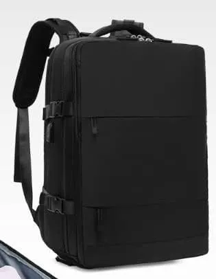Travel Backpack, Durable, Lightweight, Multiple Compartments (Black), Large