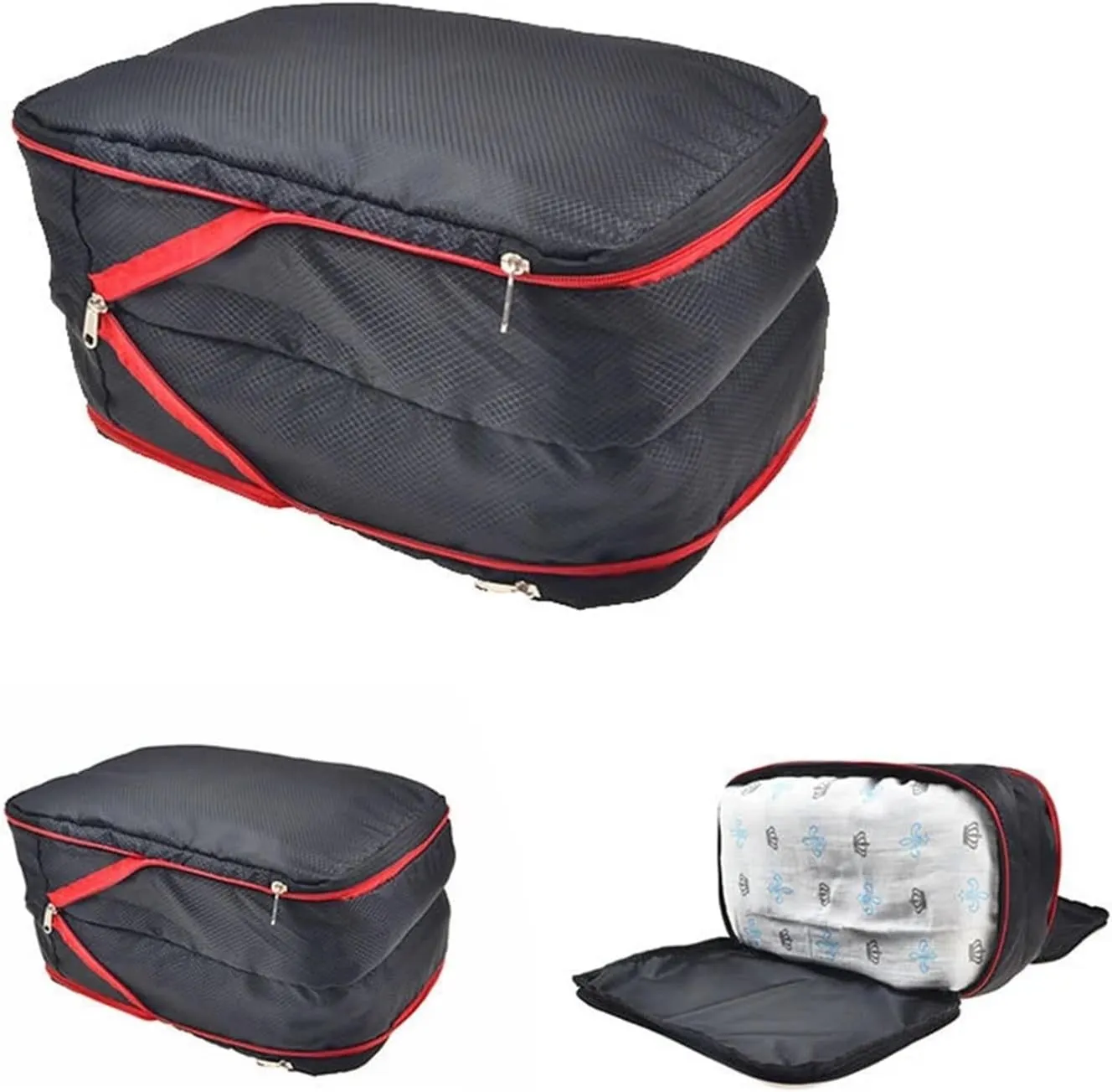 Travel Compression Packing Box with Shoe Bag Portable Folding Organizer Best travel must haves(A:Black)