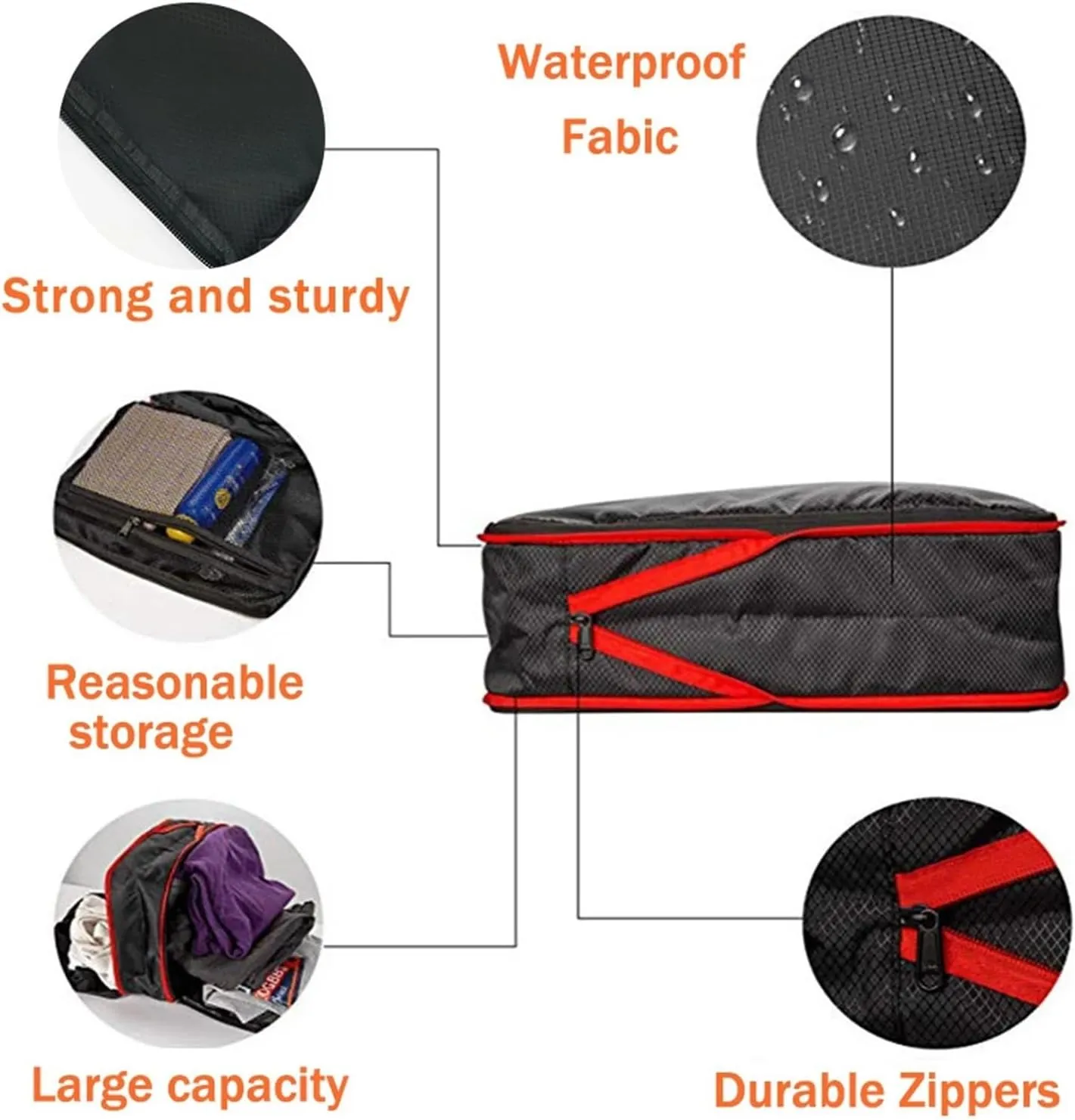 Travel Compression Packing Box with Shoe Bag Portable Folding Organizer Best travel must haves(A:Black)