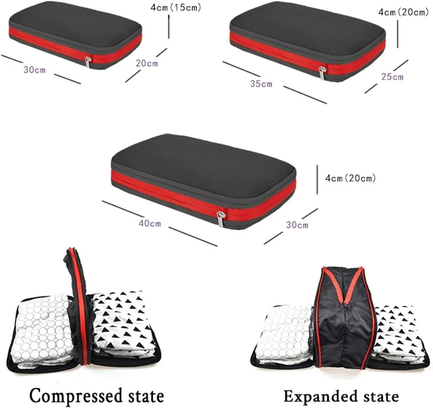 Travel Compression Packing Box with Shoe Bag Portable Folding Organizer Best travel must haves(A:Black)