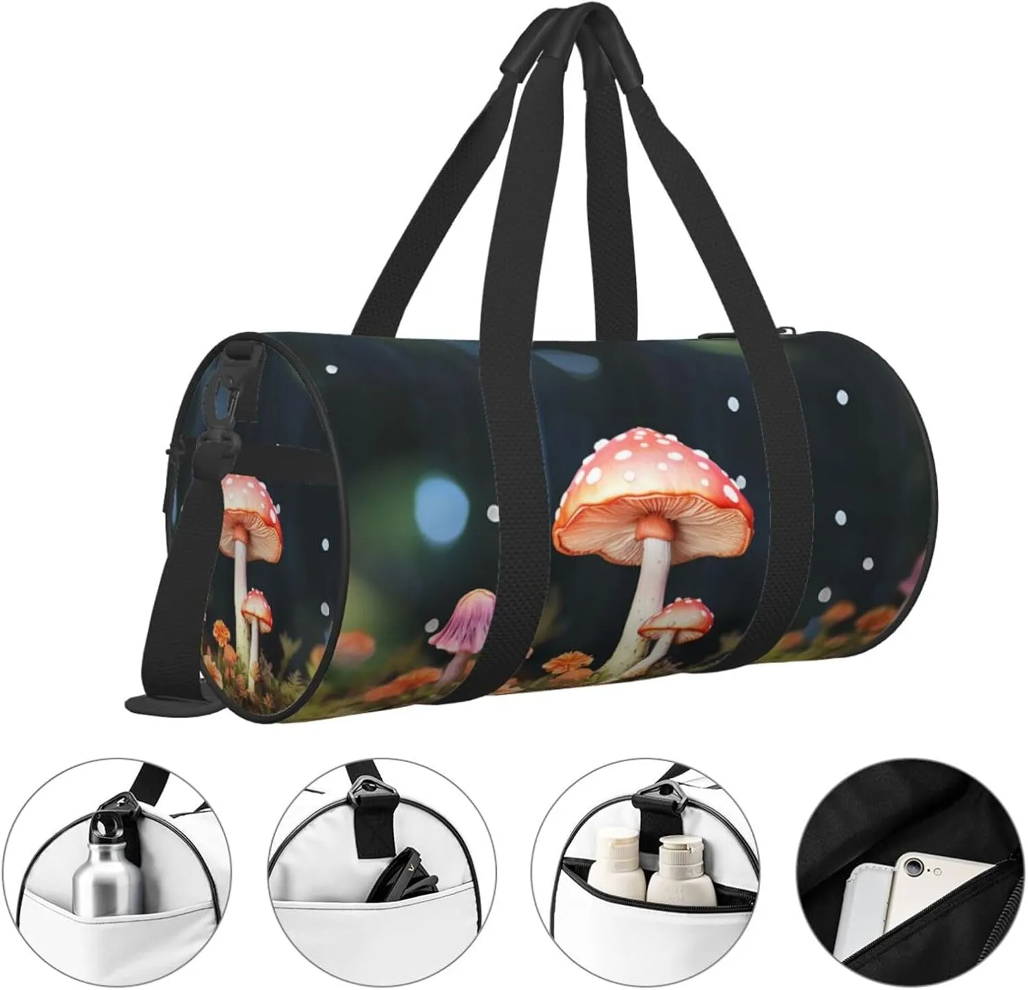 Travel Duffel Bag Colorful Mushrooms Weekender Overnight Bag For Men Women Large Capacity Sports Gym Bag Canvas Carry On Tote Bags For Travel Yoga