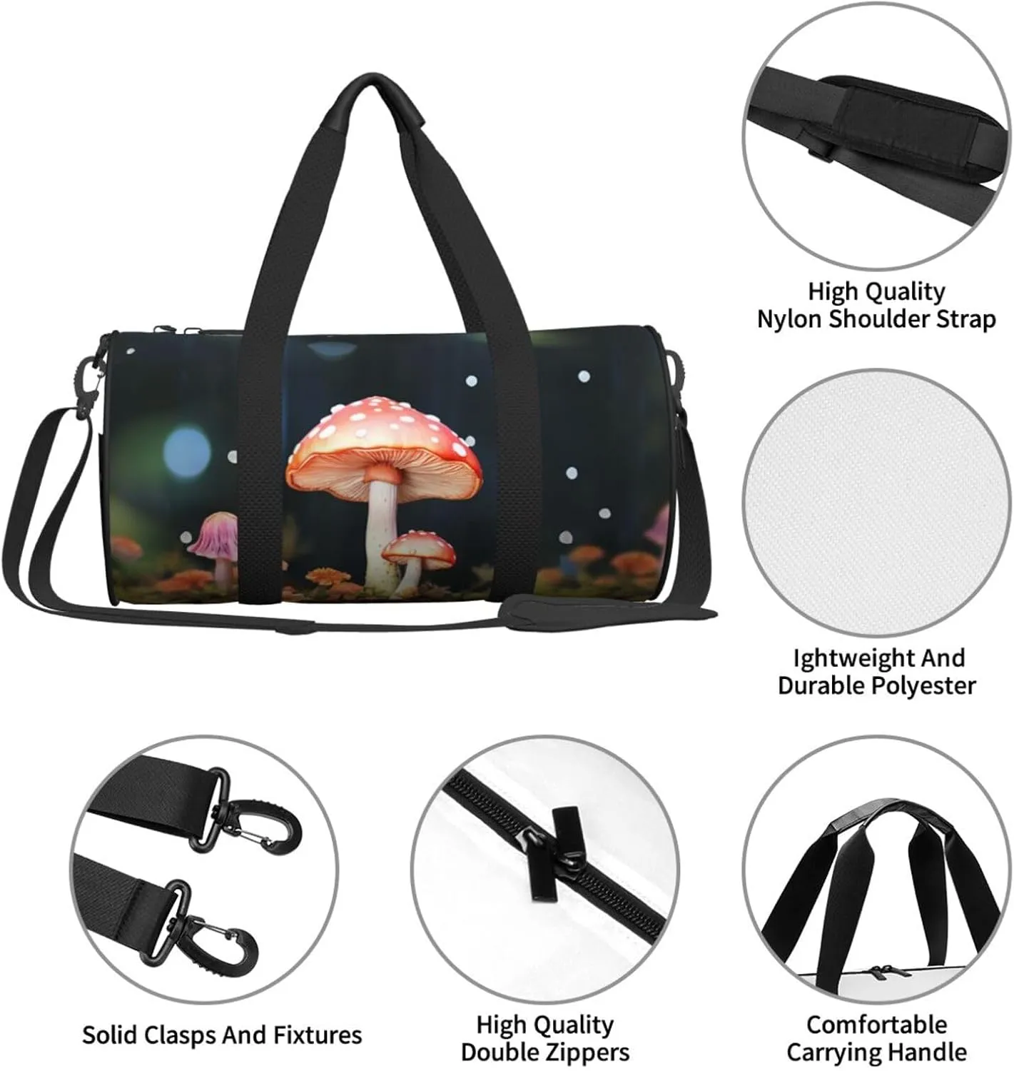 Travel Duffel Bag Colorful Mushrooms Weekender Overnight Bag For Men Women Large Capacity Sports Gym Bag Canvas Carry On Tote Bags For Travel Yoga