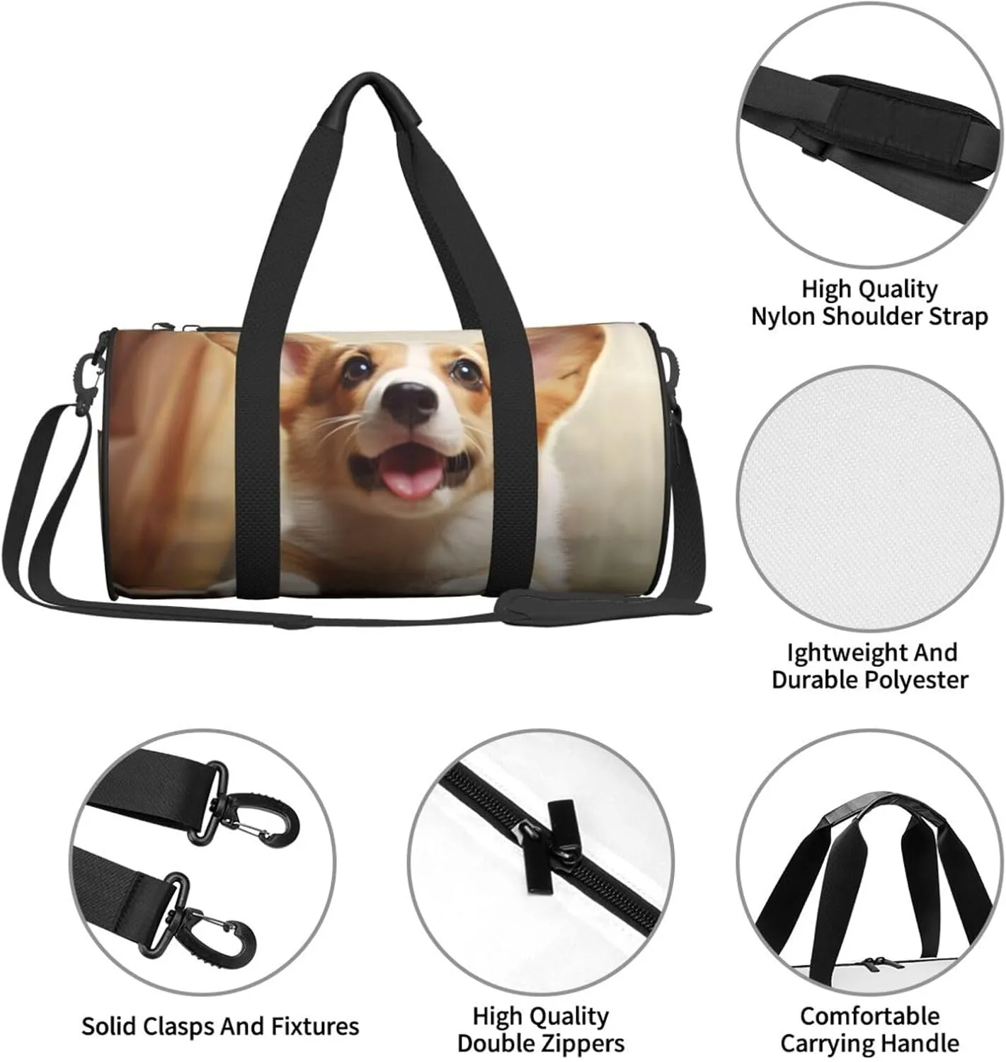 Travel Duffel Bag Cute Corgi Weekender Overnight Bag For Men Women Large Capacity Sports Gym Bag Canvas Carry On Tote Bags For Travel Yoga