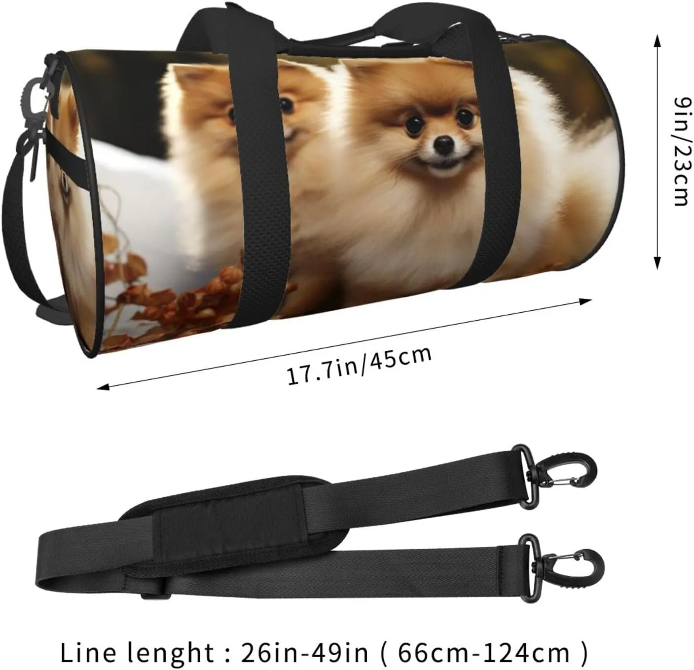 Travel Duffel Bag Cute Pomeranian Weekender Overnight Bag For Men Women Large Capacity Sports Gym Bag Canvas Carry On Tote Bags For Travel Yoga